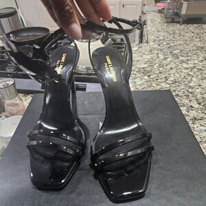 AUTHENTIC Saint Laurent Amber Corsage Patent Leather Sandal